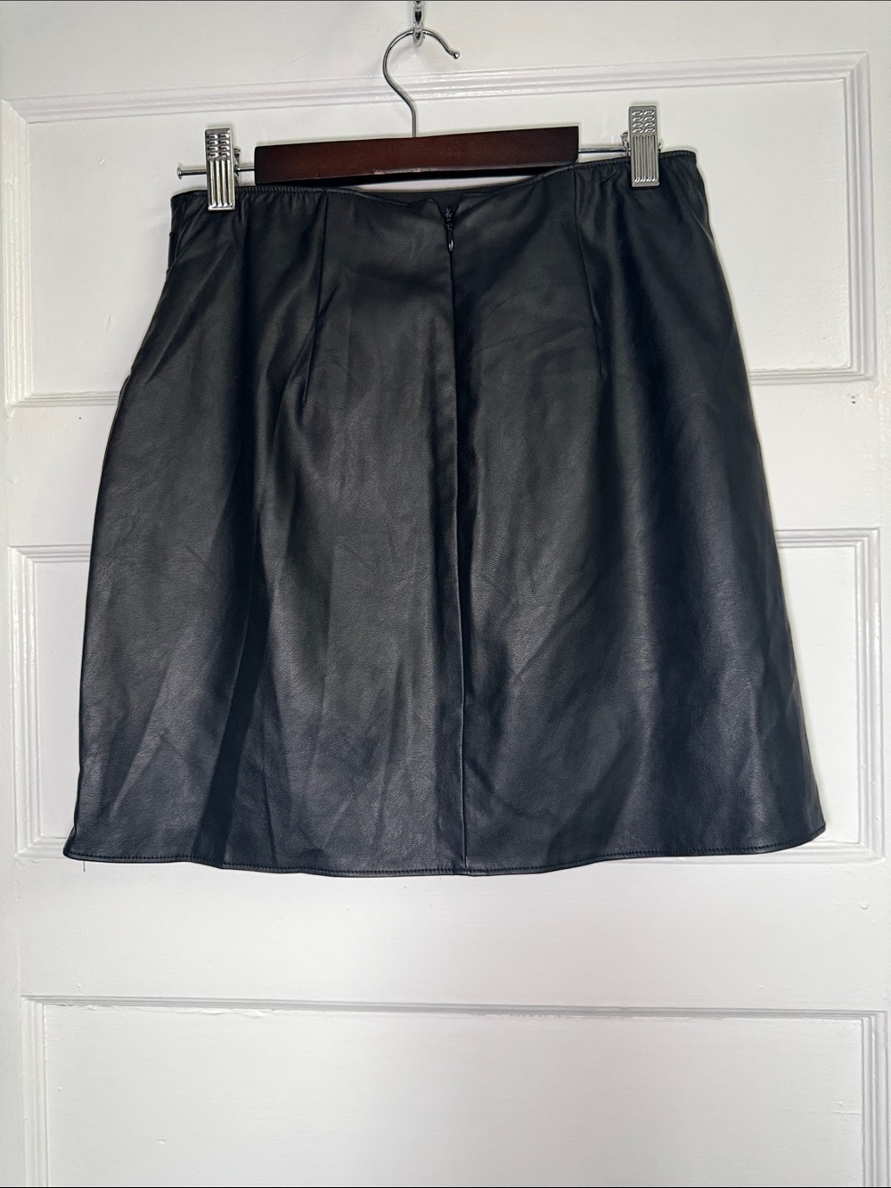 Abercrombie & Fitch Black Faux Leather Mini Skirt with Tulip Wrap Whimsigoth XS - Picture 6 of 9